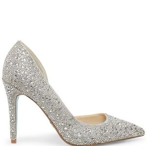 Brand New, Betsey Johnson Stiletto Pump, Color: Silver Satin, Size: 8.5